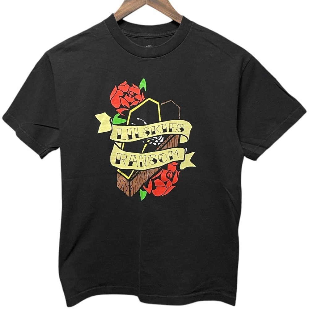 lil Skies ransom Music artist rap tee tour short sleeve casual red roses t-shirt